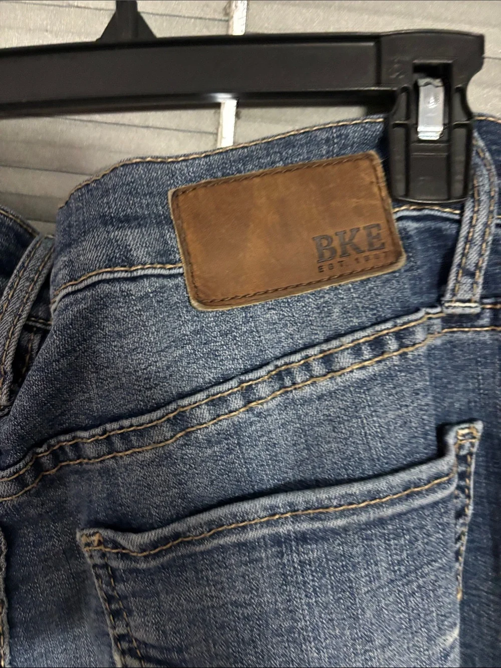 BKE Jake Denim Jeans in Dark Blue with Gold Stitching
